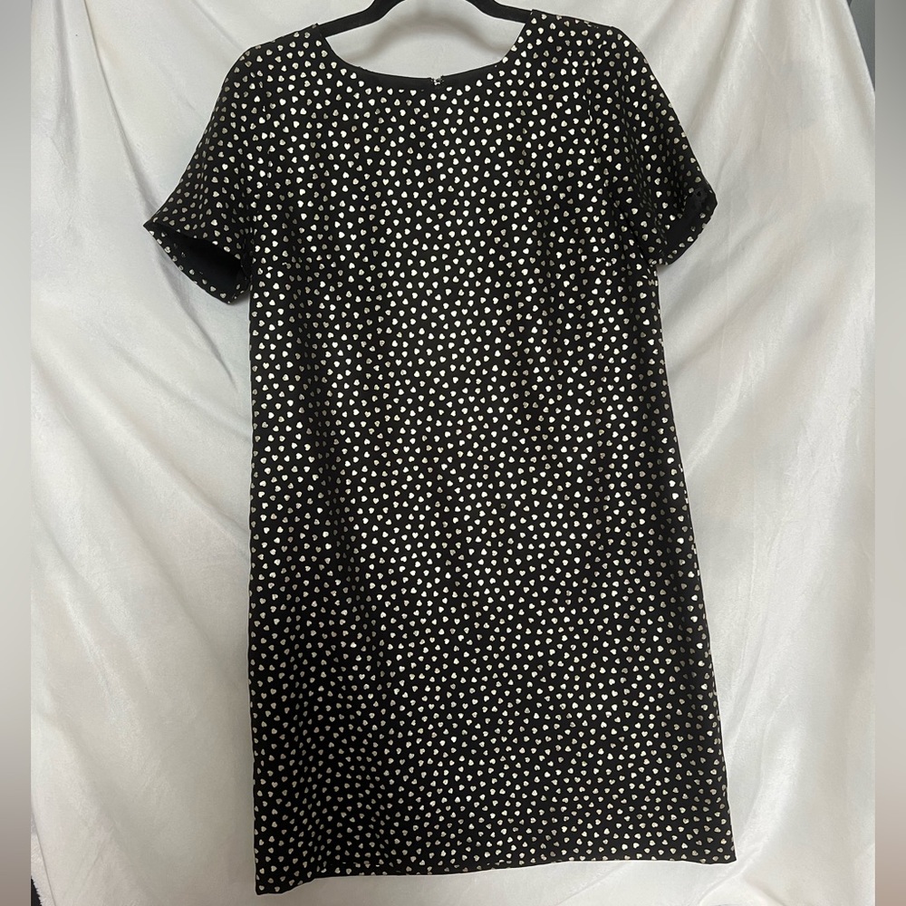 J. Crew black and gold heart sheath dress